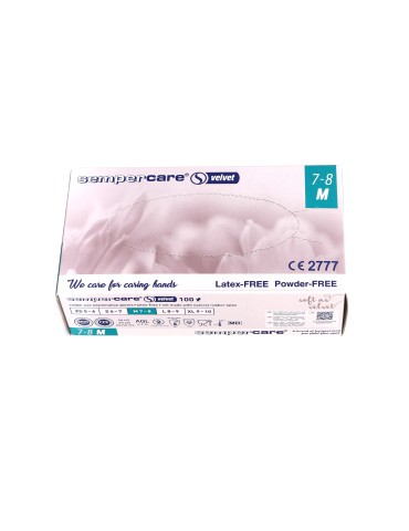 SEMPERCARE NITRILE VELVET GLOVES MEDIUM 100 PCS PER BOX