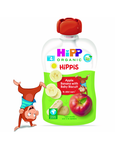 HiPP Apple, Banana with Baby Biscuits Pouch 100g - BIO