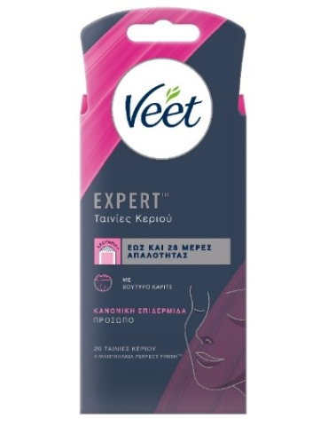 VEET FACIAL HAIR REMOVAL STRIPS, NORMAL SKIN, 20 PCS