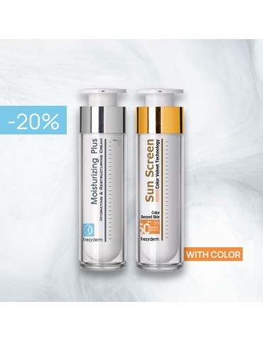 Frezyderm Moisturising PLUS Cream 30+, 50ml & Frezyderm Sun Screen Color Velvet Face Cream SPF50+, 50ml (WITH COLOR)